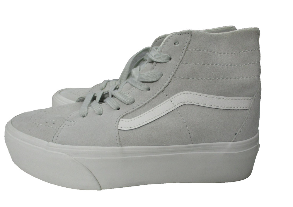 Vans Sk8-Hi Platform Shoes Gray Womens 8.5 Suede High Top Skate Sneakers